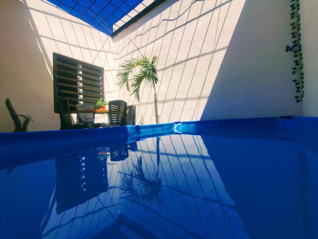 una piscina con reflejo en el agua en Rincón de la Naturaleza, en Mazatlán