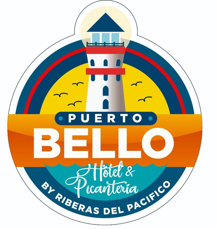 a label for a lighthouse with the words puerto bellina biloba at Puerto Bello in Santa Rosa