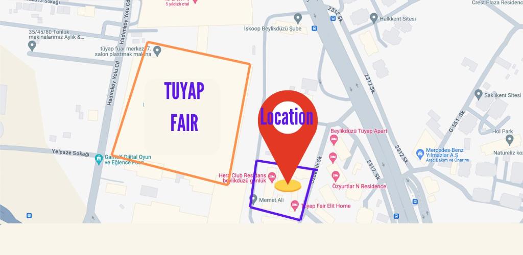 una mappa con una spilla rossa da mappa di FATIH - TUYAP APART'S a Kırac