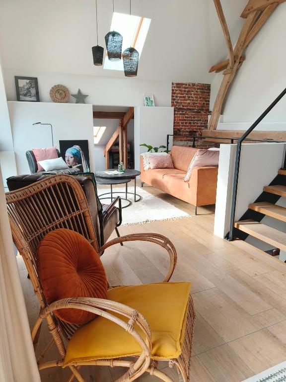 Posezení v ubytování B&B De Woestijn