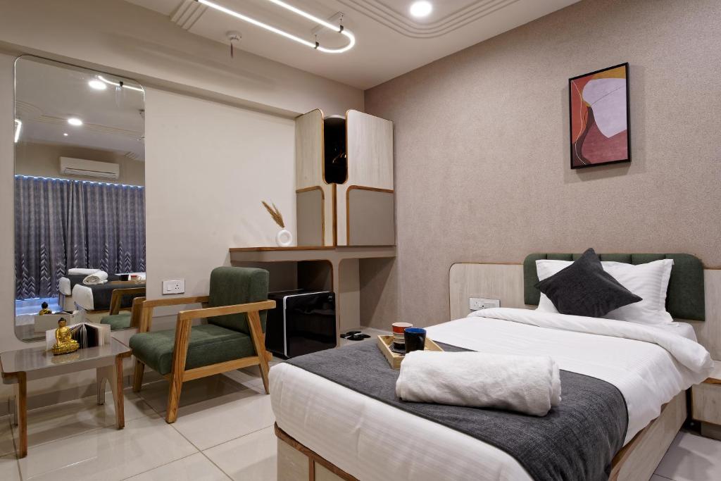 Postel nebo postele na pokoji v ubytování Exora Inn