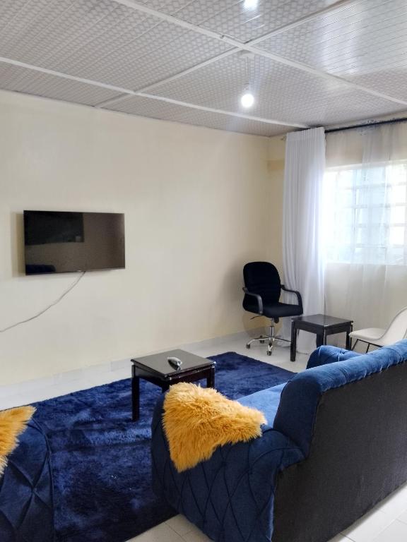 sala de estar con sofá y TV en 1bedroom milimani, Nakuru, en Nakuru