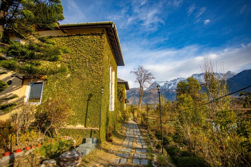a house with ivy growing on the side of it at Seclude Palampur in Pālampur