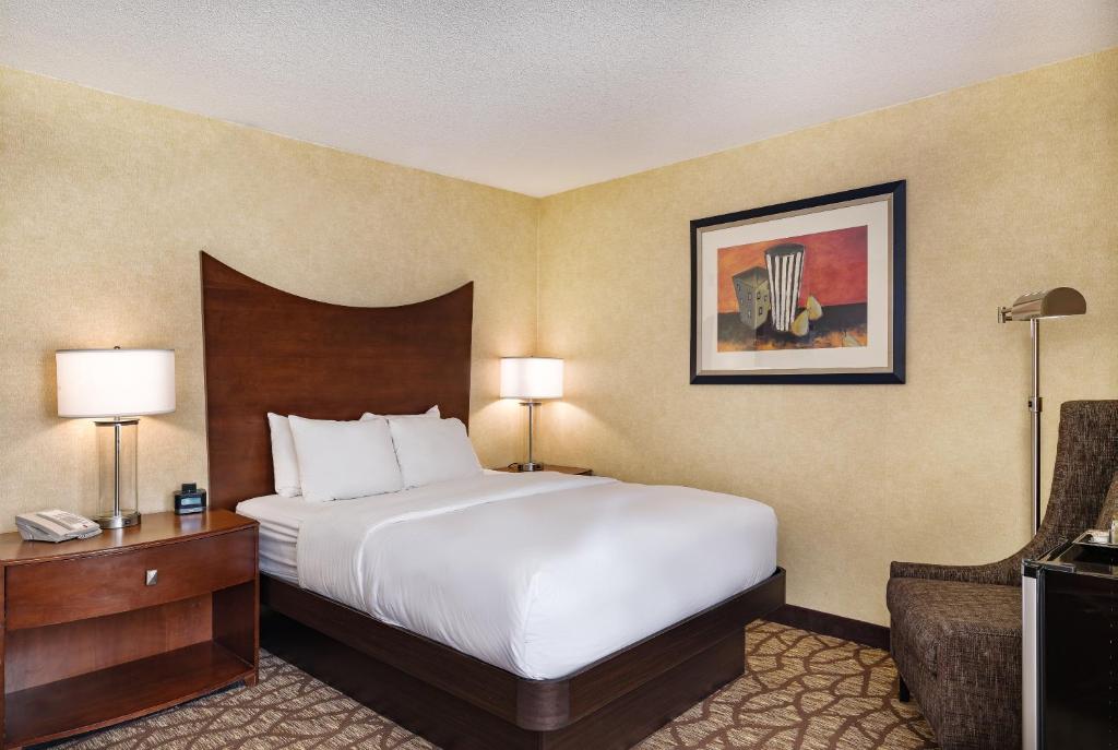a hotel room with a bed and a television at DoubleTree by Hilton Johnson City in Johnson City