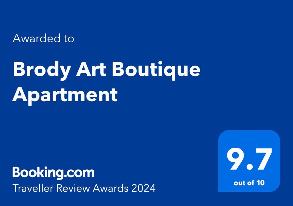 Certifikát, ocenenie alebo iný dokument vystavený v ubytovaní Brody Art Boutique Apartments