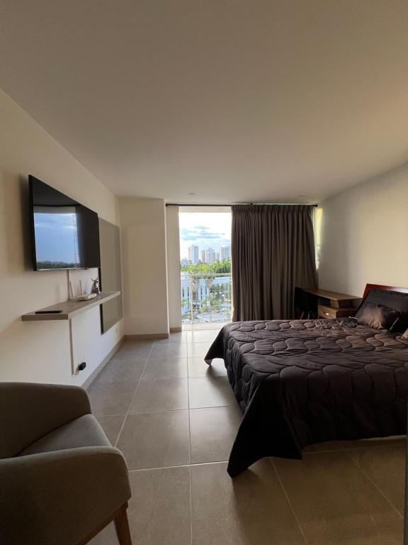 Postel nebo postele na pokoji v ubytování Apartamento Belmonte studios