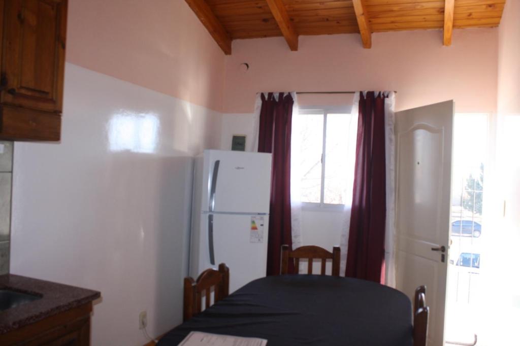 a kitchen with a refrigerator and a table and a window at ALDAO in Malargüe