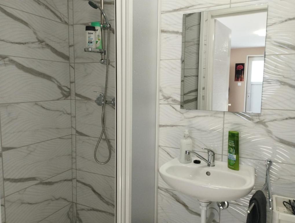 Koupelna v ubytování Viola Apartmanok Bogács