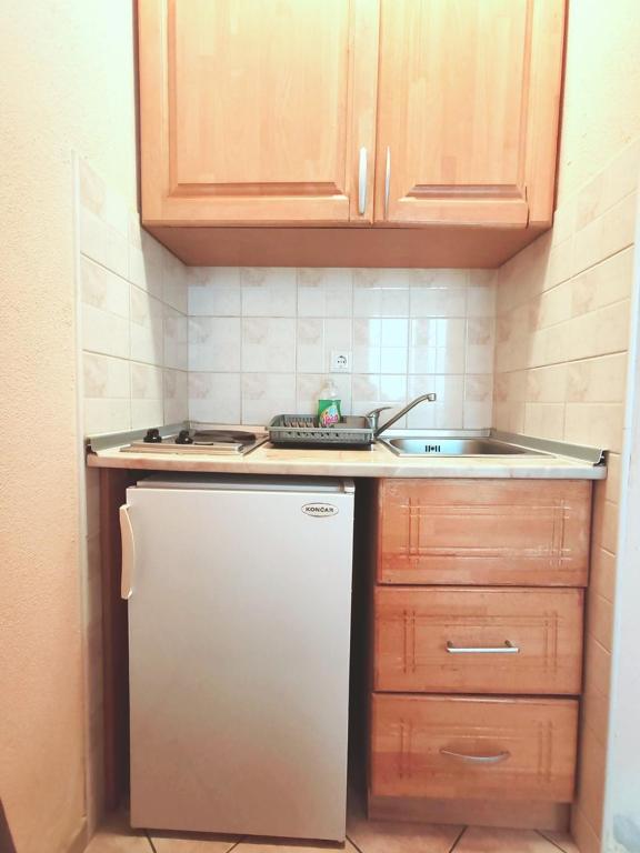 Kuchyň nebo kuchyňský kout v ubytování Apartments Draženka
