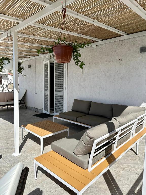 Posezení v ubytování Apartament Sunny Mimice z widokiem na morze