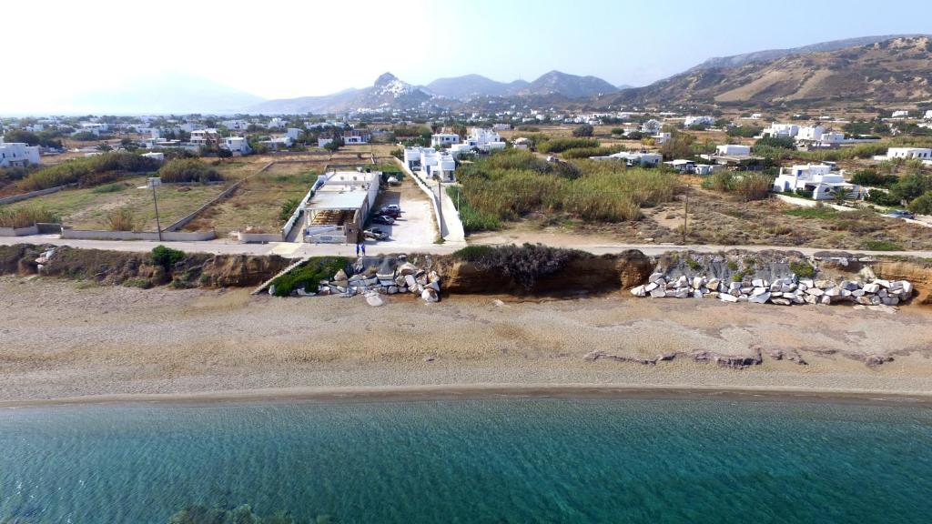 A bird's-eye view of Pelagos Rooms on Gyrismata beach