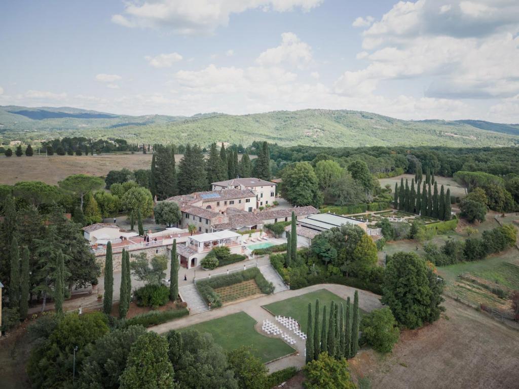 an aerial view of a house with a garden at Villa La Selva Wine Resort in Bucine