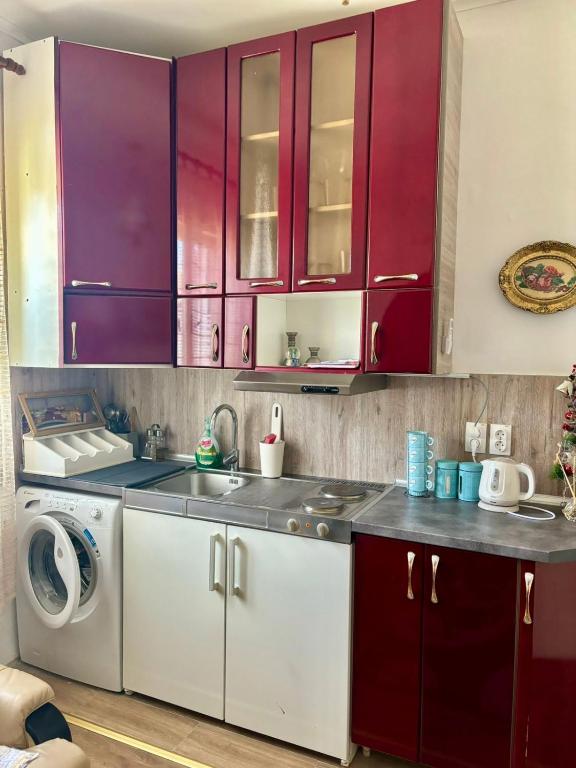 Kuchyň nebo kuchyňský kout v ubytování Feniks apartman