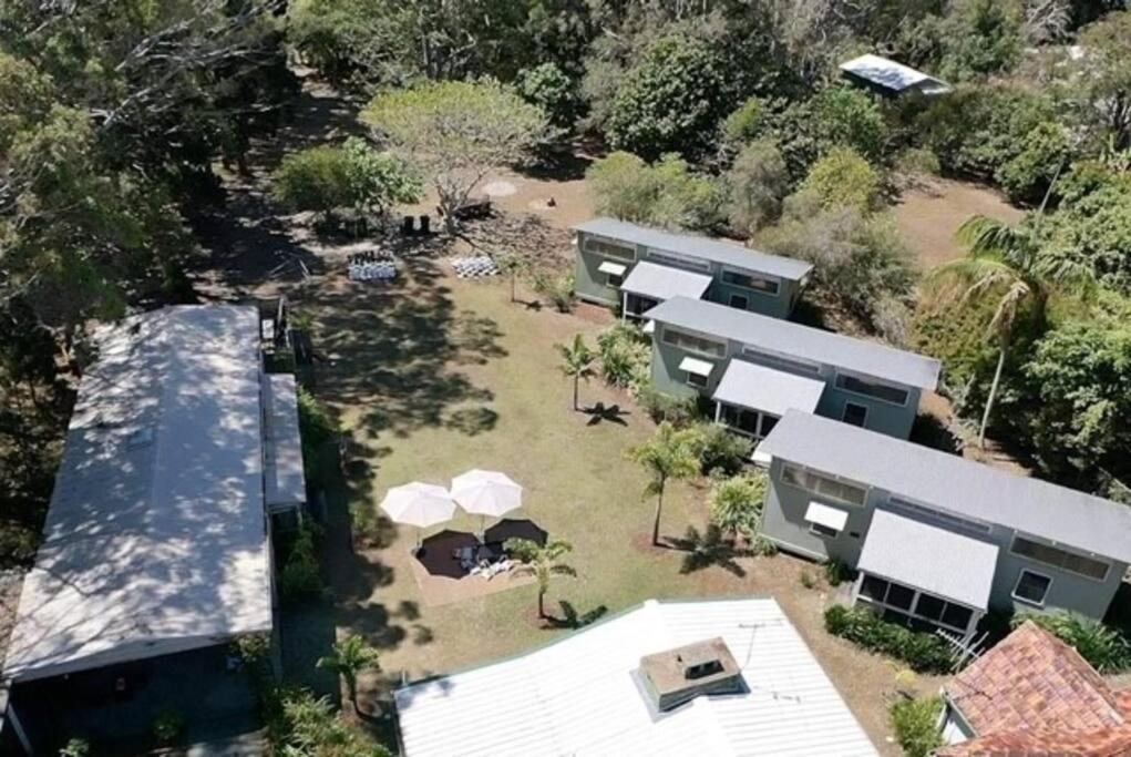 an aerial view of a group of buildings at Gindabara Coochiemudlo Island in Coochiemudlo