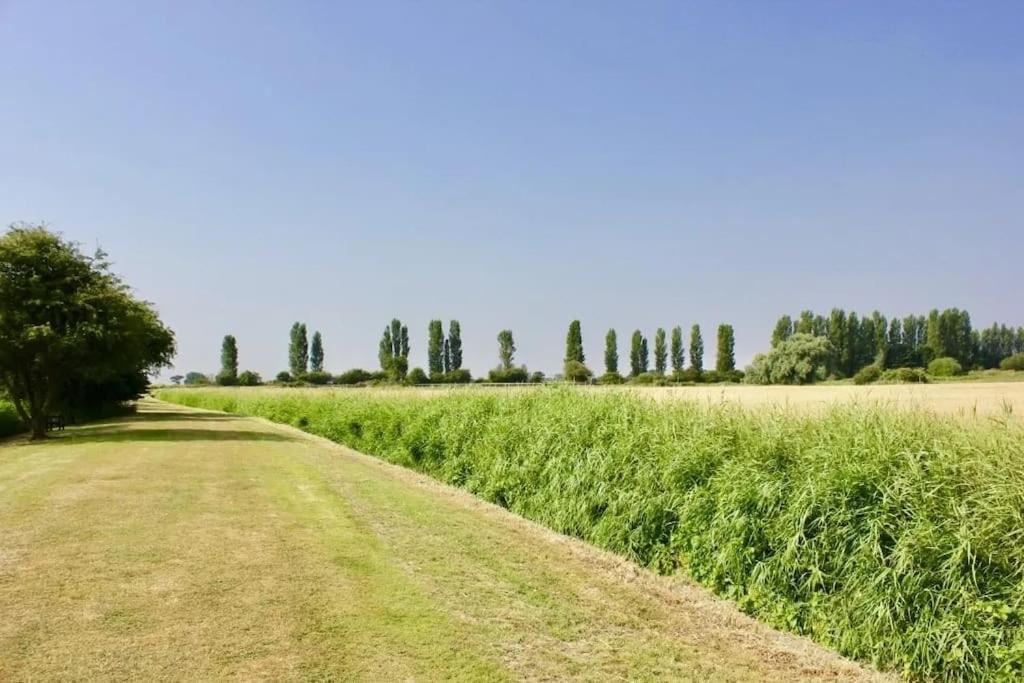 a dirt road through a field of grass at Luxe Glamping In A Tiny Home, Adults Only, Dogs Allowed in Lincolnshire