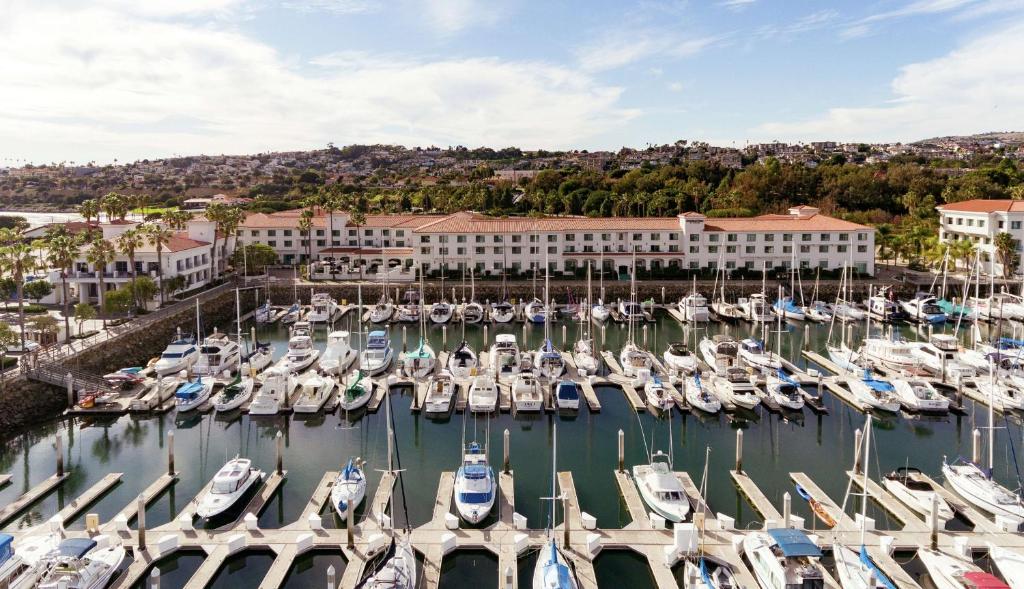 a bunch of boats are docked in a marina at DoubleTree by Hilton San Pedro in San Pedro