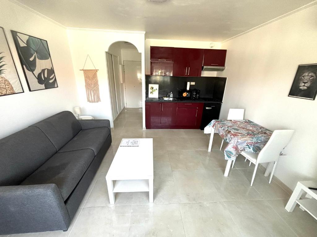 - un salon avec un canapé et une table dans l'établissement Studio Nice Centre garibaldi port plage, à Nice