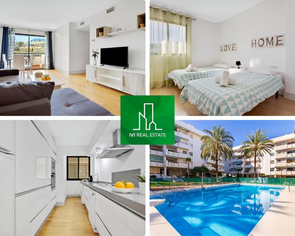 a collage of photos of a hotel room at Carihuela Playa by IVI Real Estate in Torremolinos