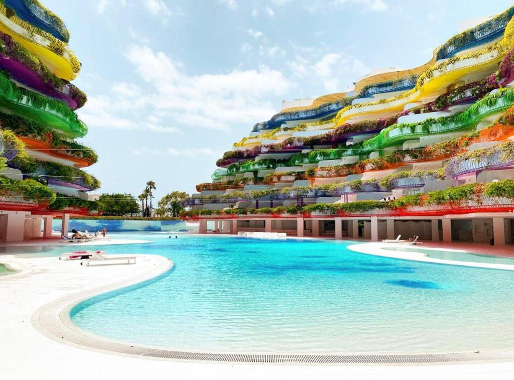 a rendering of a building with a pool at LHV Luxury Apartment Boas in Ibiza Town