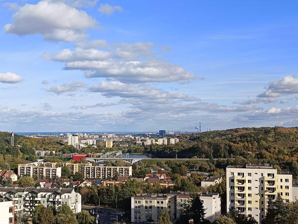 widok na miasto z budynkami i drzewami w obiekcie Gdańska Panorama Niedźwiadka w Gdańsku