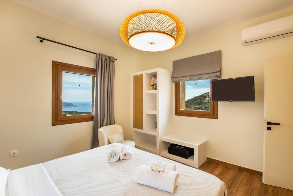 TV a/nebo společenská místnost v ubytování Lithos Luxury Pool Villa
