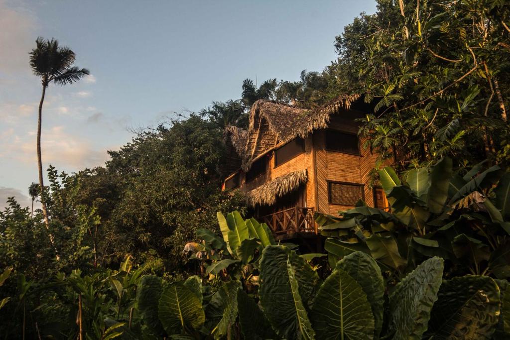 a house on the side of a hill with trees at ZÂRIA Hotel & Retreat Center in El Valle