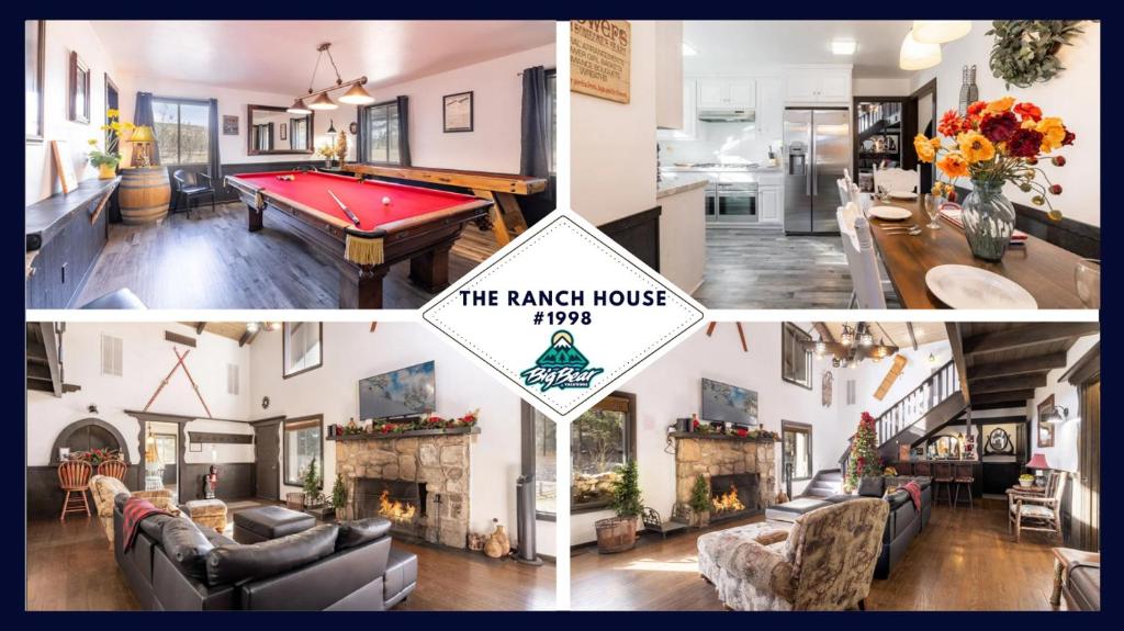 salon ze stołem bilardowym i domem w obiekcie 1998-The Ranch House home w mieście Big Bear City