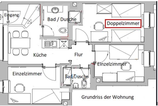Půdorys ubytování Leipzig-in