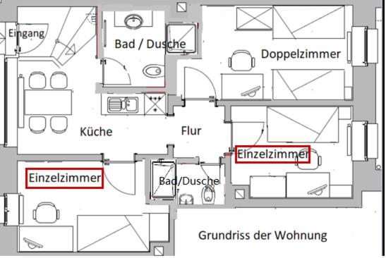 Půdorys ubytování Leipzig-in