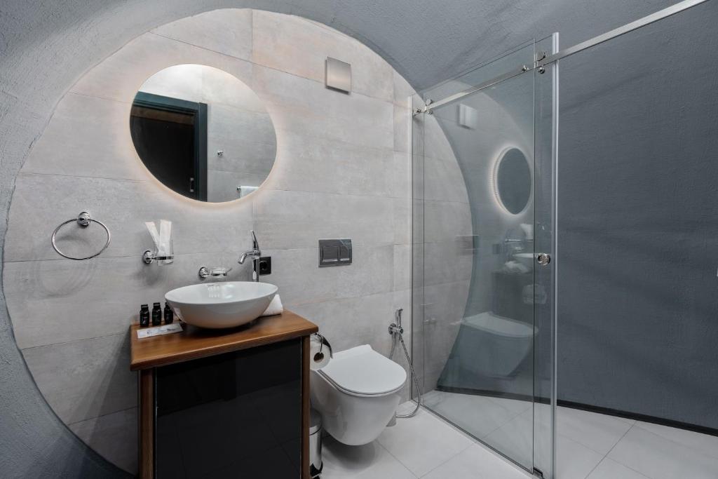 Koupelna v ubytování Hotel Qvevrebi