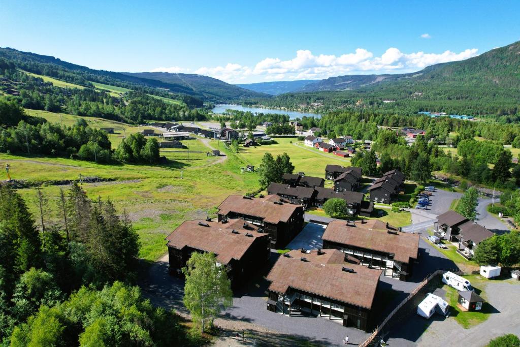 an aerial view of a village in the mountains at Hafjelltunet in Hafjell