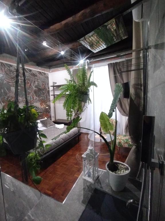 una sala de estar llena de muchas plantas en Plebiscito Suite Apartment, en Nápoles