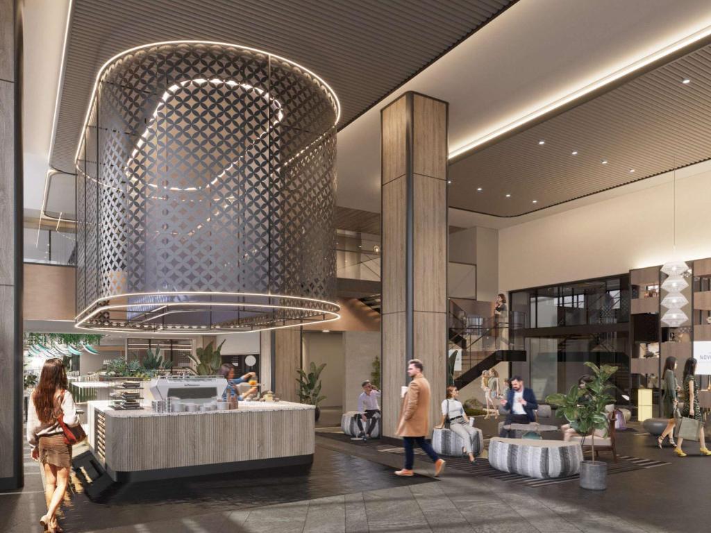 a rendering of the lobby of a shopping mall at Novotel Nara in Nara