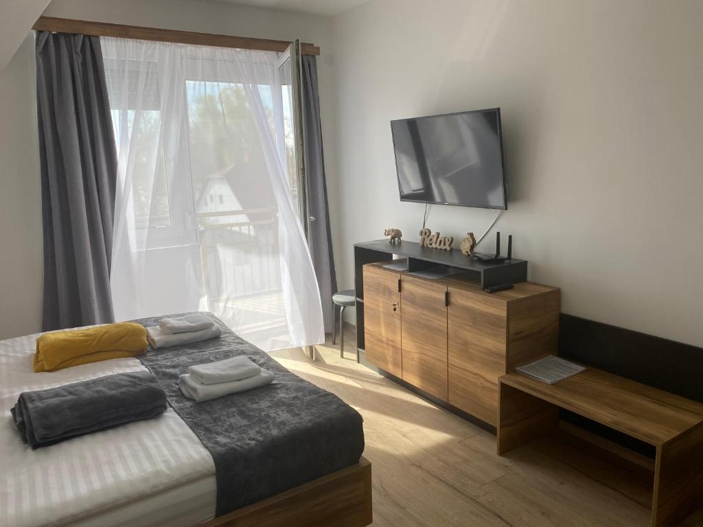 Televiisor ja/või meelelahutuskeskus majutusasutuses D&D Wellness Apartmanok - Dávid Wellness Apartman