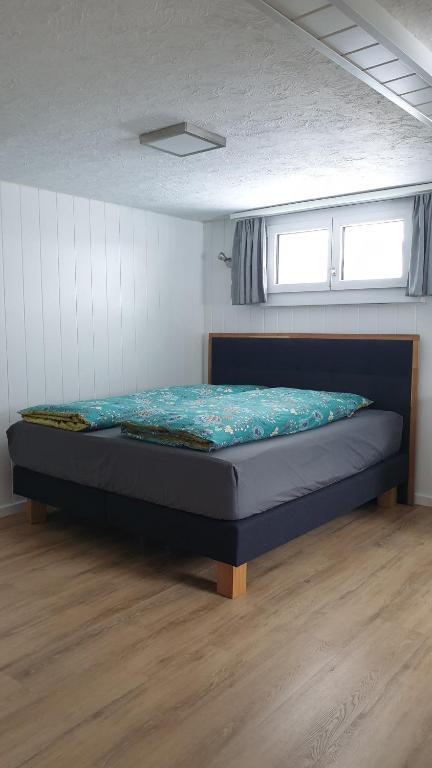 een slaapkamer met een bed in een kamer bij Studio in Sempachersee in Hildisrieden