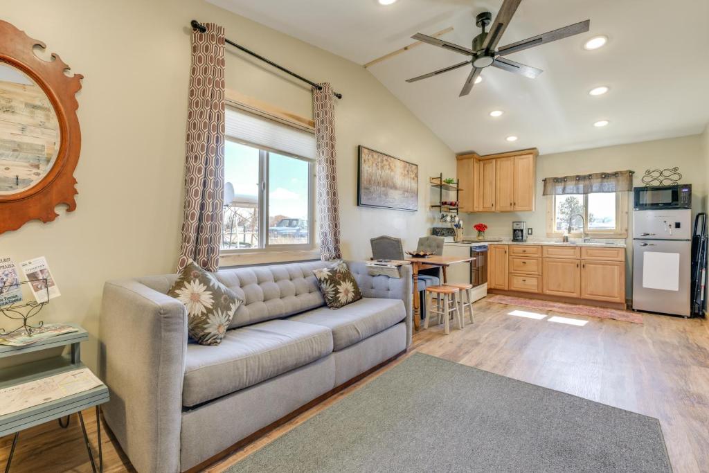 A seating area at Cozy Dillon Retreat Fireplace, Mountain Views!