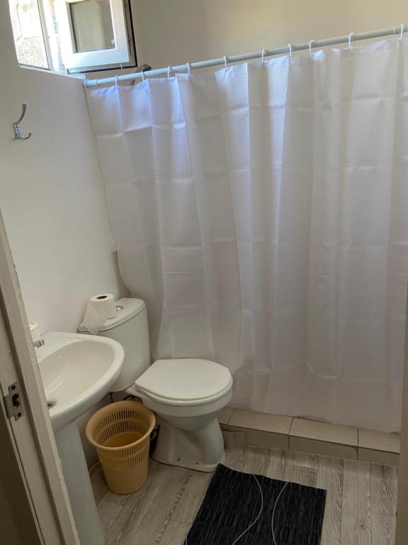 een badkamer met een toilet en een wastafel bij Гостевой дом Самга in Akshi