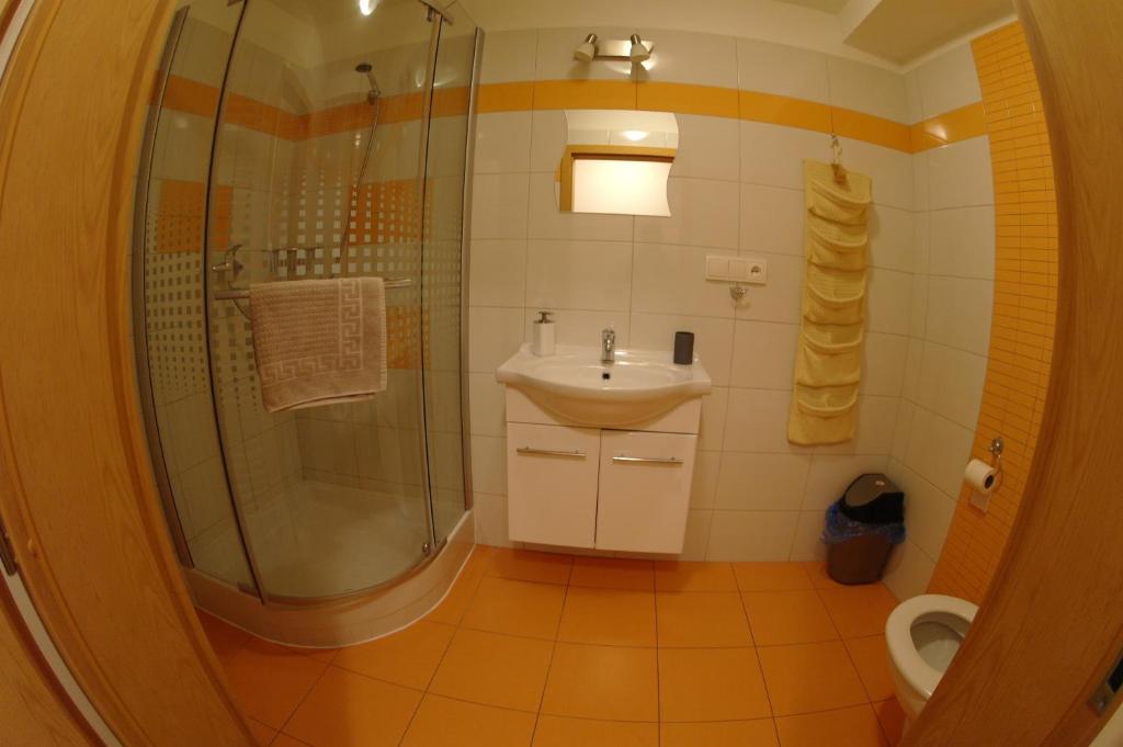 Koupelna v ubytování Penzion Hradební