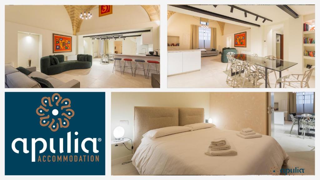 a collage of pictures of a bedroom and a living room at Zema Home by Apulia Accommodation in Bari
