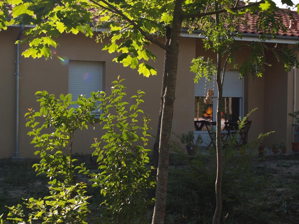 une maison avec des arbres devant elle dans l'établissement Le Rouge-gorge du Pescofi, à Portet-sur-Garonne