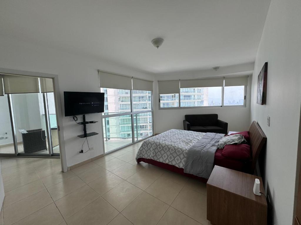 Postel nebo postele na pokoji v ubytování Apartamento en Panama y Punta Pacífica, Céntrico y Costa de Panamá