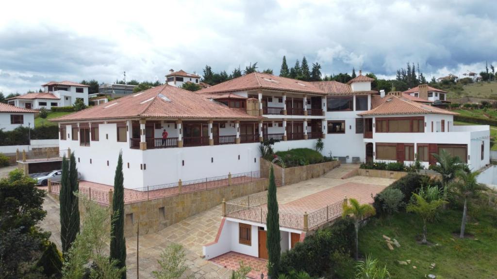 an aerial view of a house at Hotel Puente Piedra in Villa de Leyva