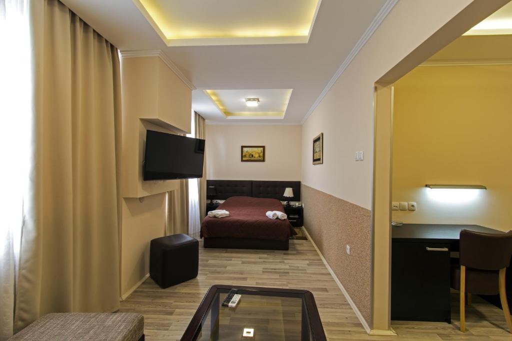 TV a/nebo společenská místnost v ubytování Hotel Petrus