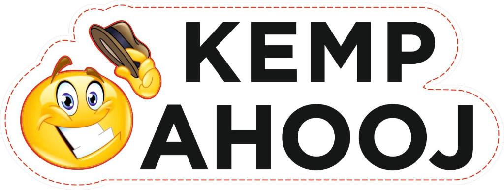 a sign with a banana and the words kpm ahoy at Kemp Ahooj in Doksy