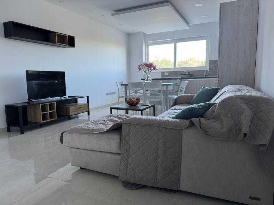 TV a/nebo společenská místnost v ubytování Marsaxlokk Modern Apartment, Large Backyard