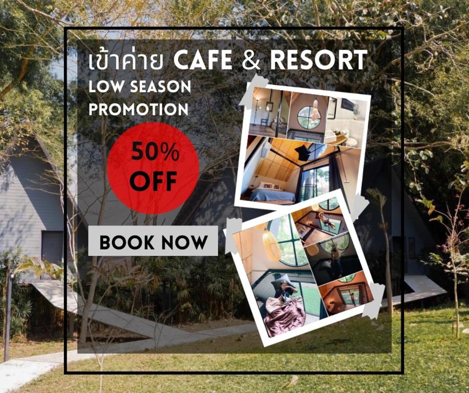 Ein Flyer für ein Angebot in der Nebensaison mit einem Bild eines Hauses in der Unterkunft Khaokhai Cafe & Resort in Khao Kho