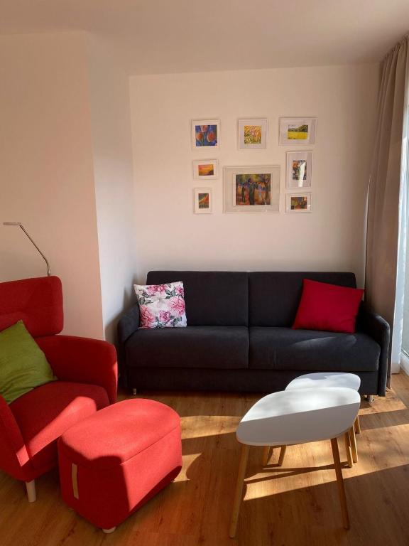 Posezení v ubytování Ferienwohnung Hahn