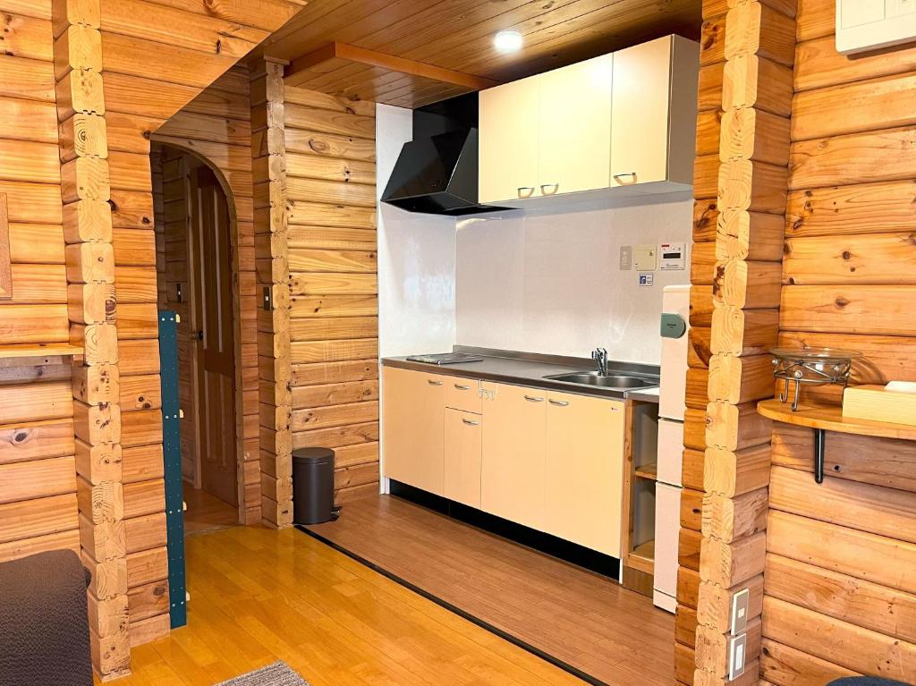 Kuchyň nebo kuchyňský kout v ubytování Log Cottage Epoch