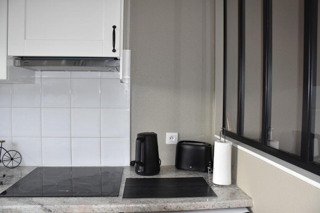 Kuchyň nebo kuchyňský kout v ubytování Appartement lumineux terrasse piscine