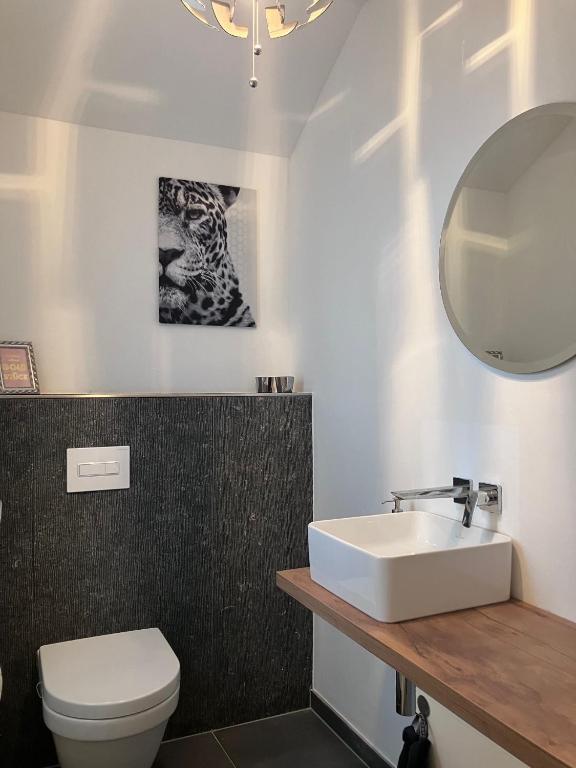 Koupelna v ubytování Ferienwohnung zum Belgenbachtal